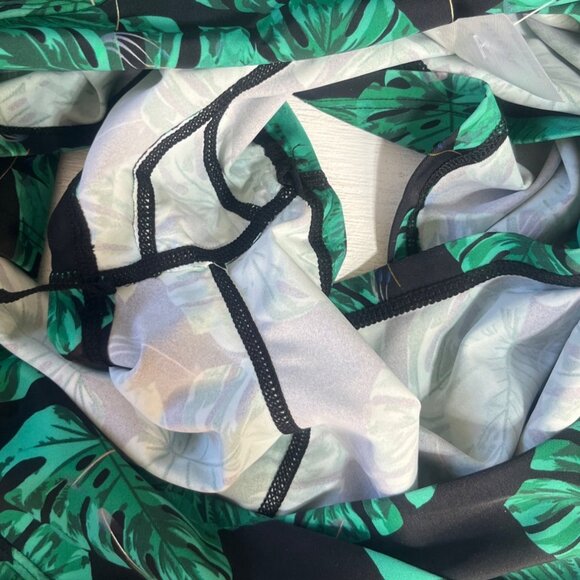 Tropical Leaf Print Swim Skort Skirt Womens XL Green New - Picture 5 of 8